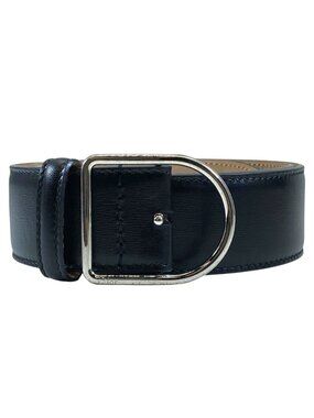 Dior D Logo Buckle Belt Leather Black Practical